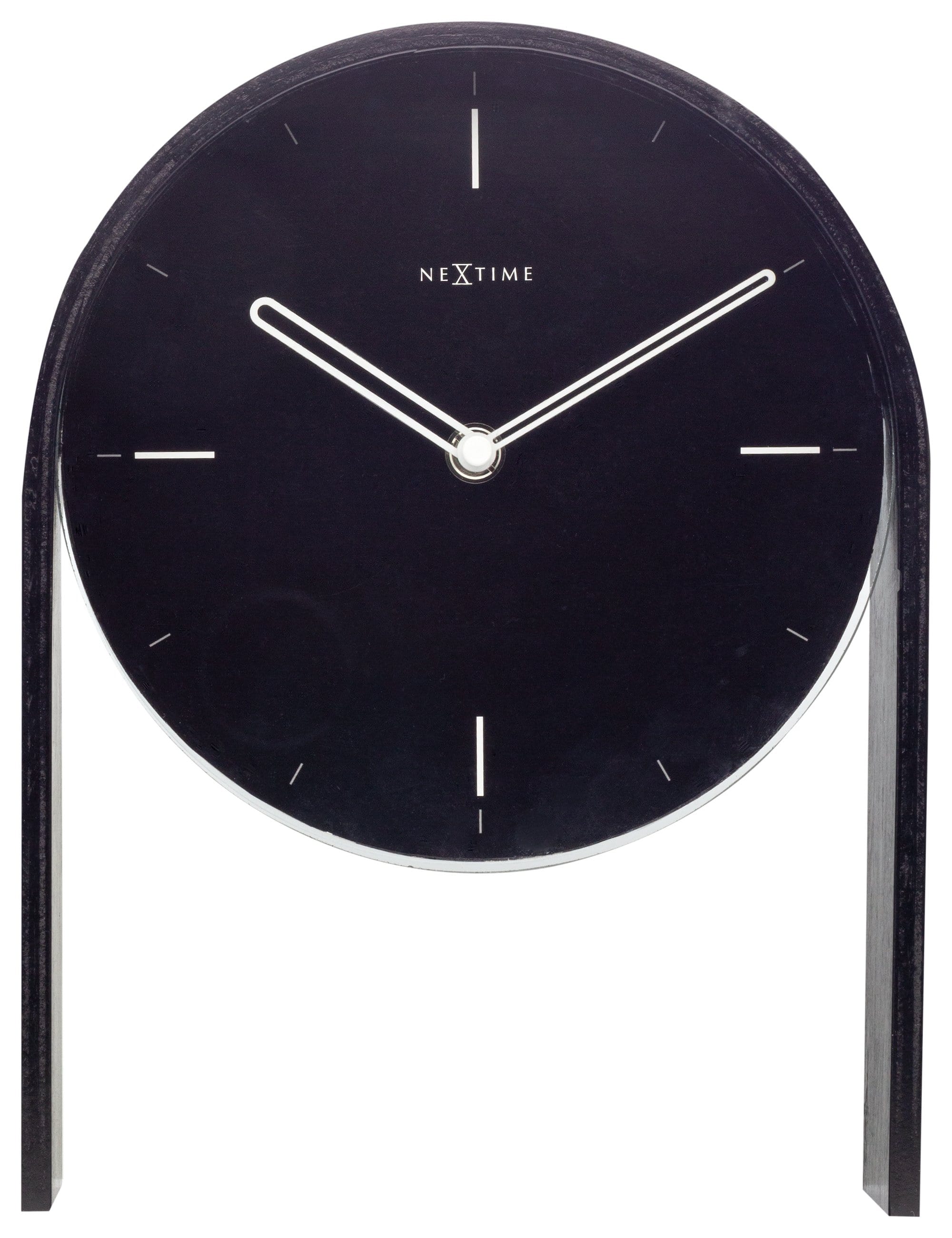 Wooden Noa Table Clock by NeXtime Clocks, front view showing the 27x21x6.5 cm design with a sleek, modern appearance.